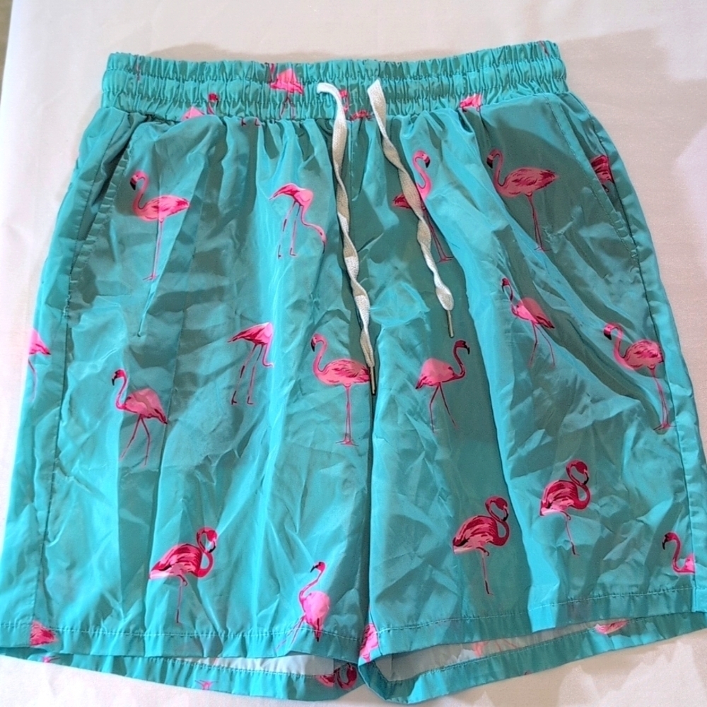 Shein Men’s Flamingo Pool Shorts Size Large